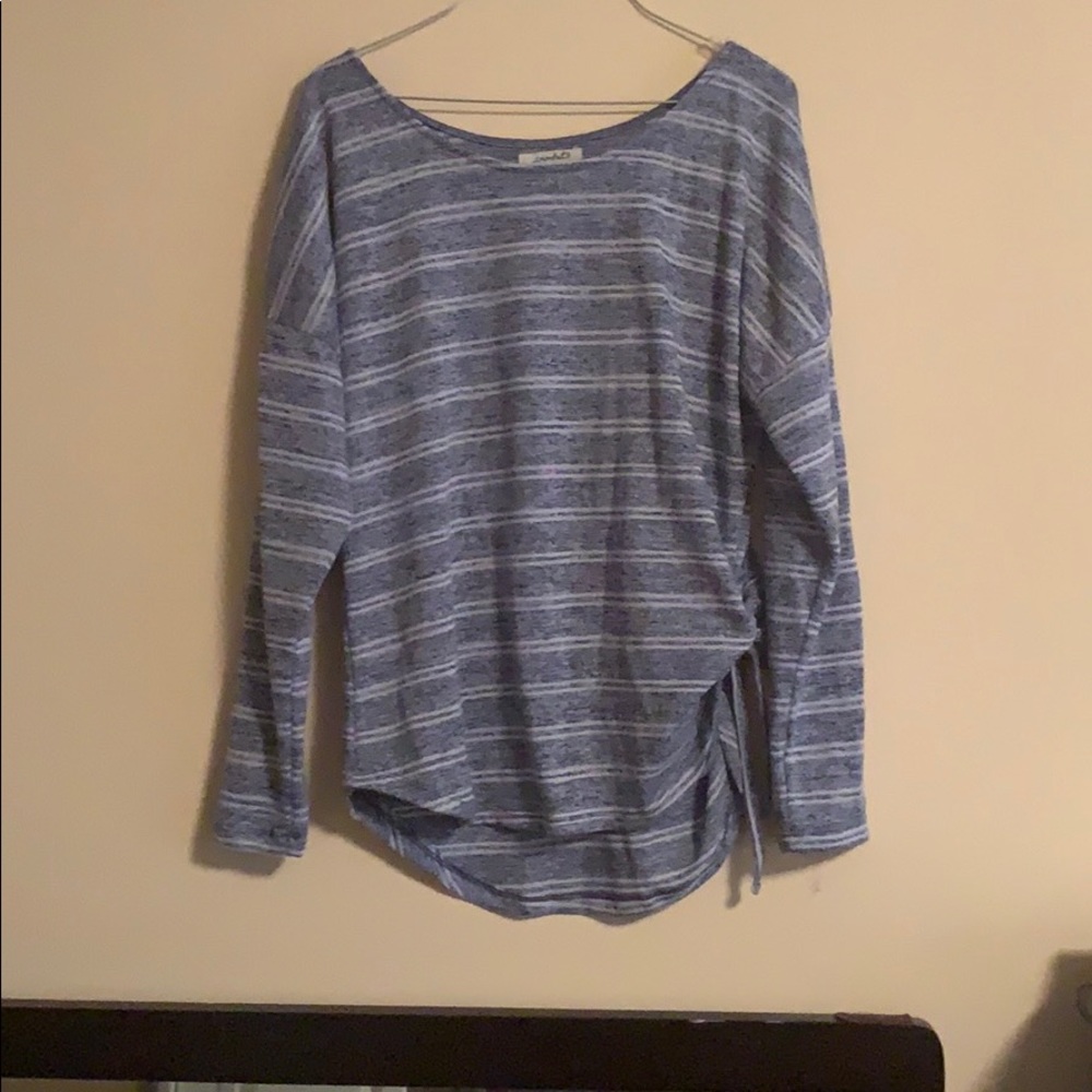 Blue and white tie top